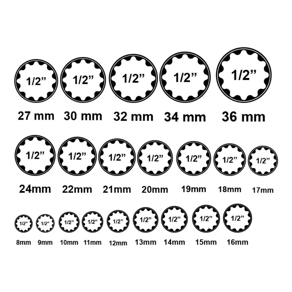 21 sztuk klucz grzechotkowy zestaw nasadek 1/2 Torx 12-punktowy 8-36mm specyfikacja główka gniazdowa wielozębna Zestaw przedłużek
