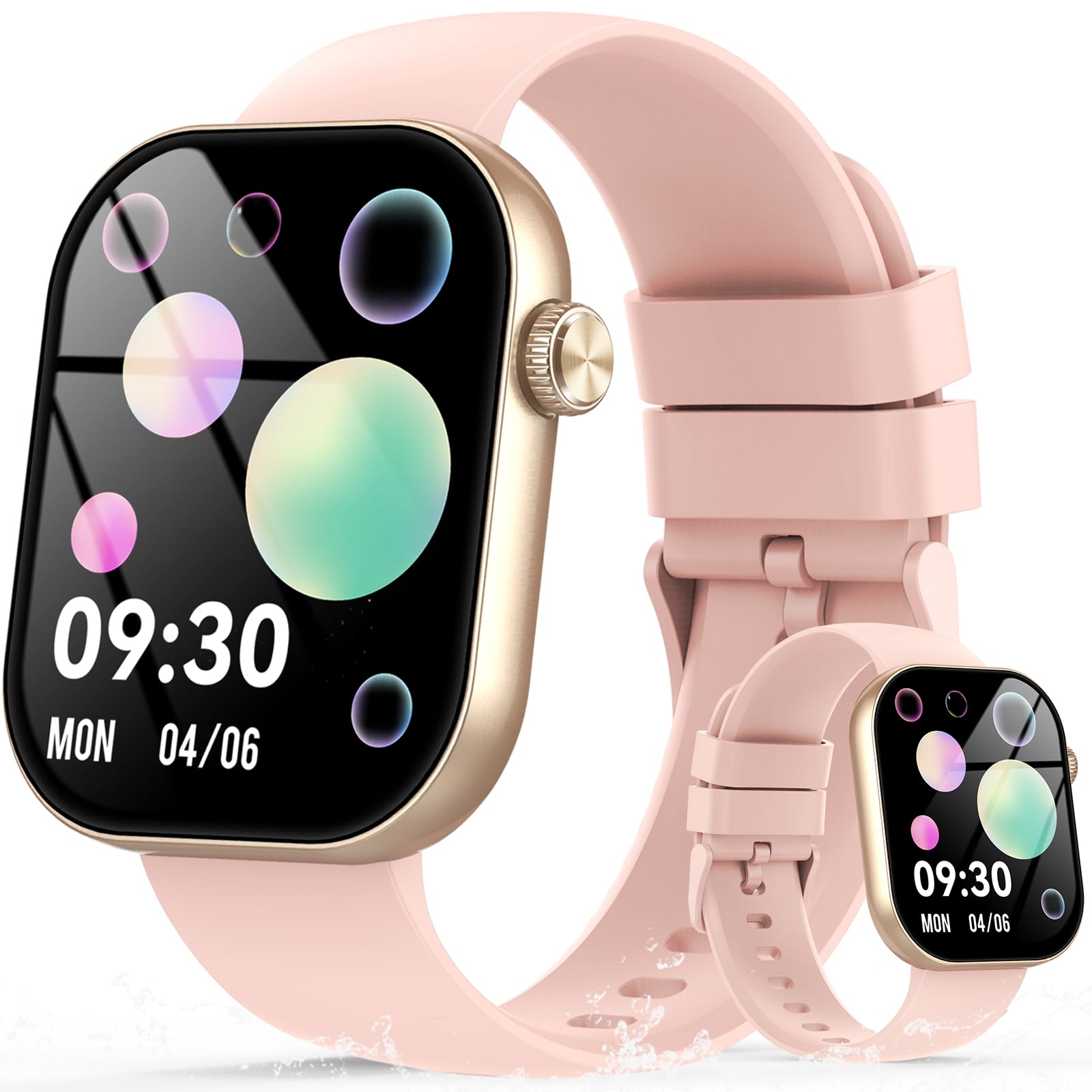 Smartwatch Uomo Donna con Effettua o Risposta Chiamate, 2.01" Orologio Smartwatch Contapassi/Cardiofrequenzimetro/Sonno, 110+ Modalità Sportivo Fitness Tracker, Impermeabile 5ATM Smart Watch Rosa