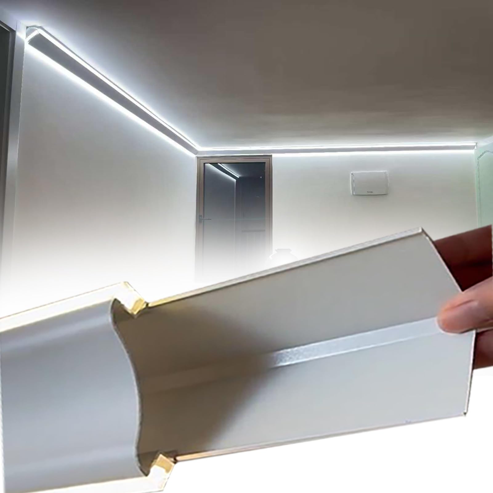 Soporte superficial LED en aluminio blanco para decorar molduras de techo de 4.5m