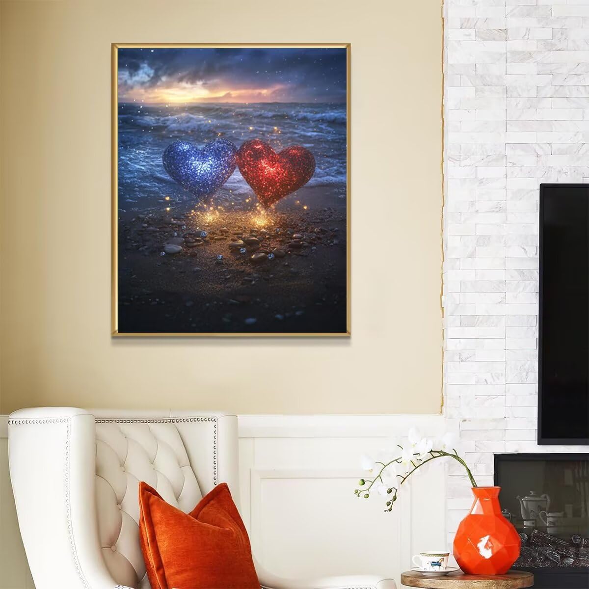 Dipingere con i Numeri Cuore, Paint by Numbers Adulti Oceano, Fai da te Creativi Adulti Quadri da Dipingere Numerati Kit per Decorazione Della Parete di Casa, Regalo 70x95 cm Senza Cornice 7R-R