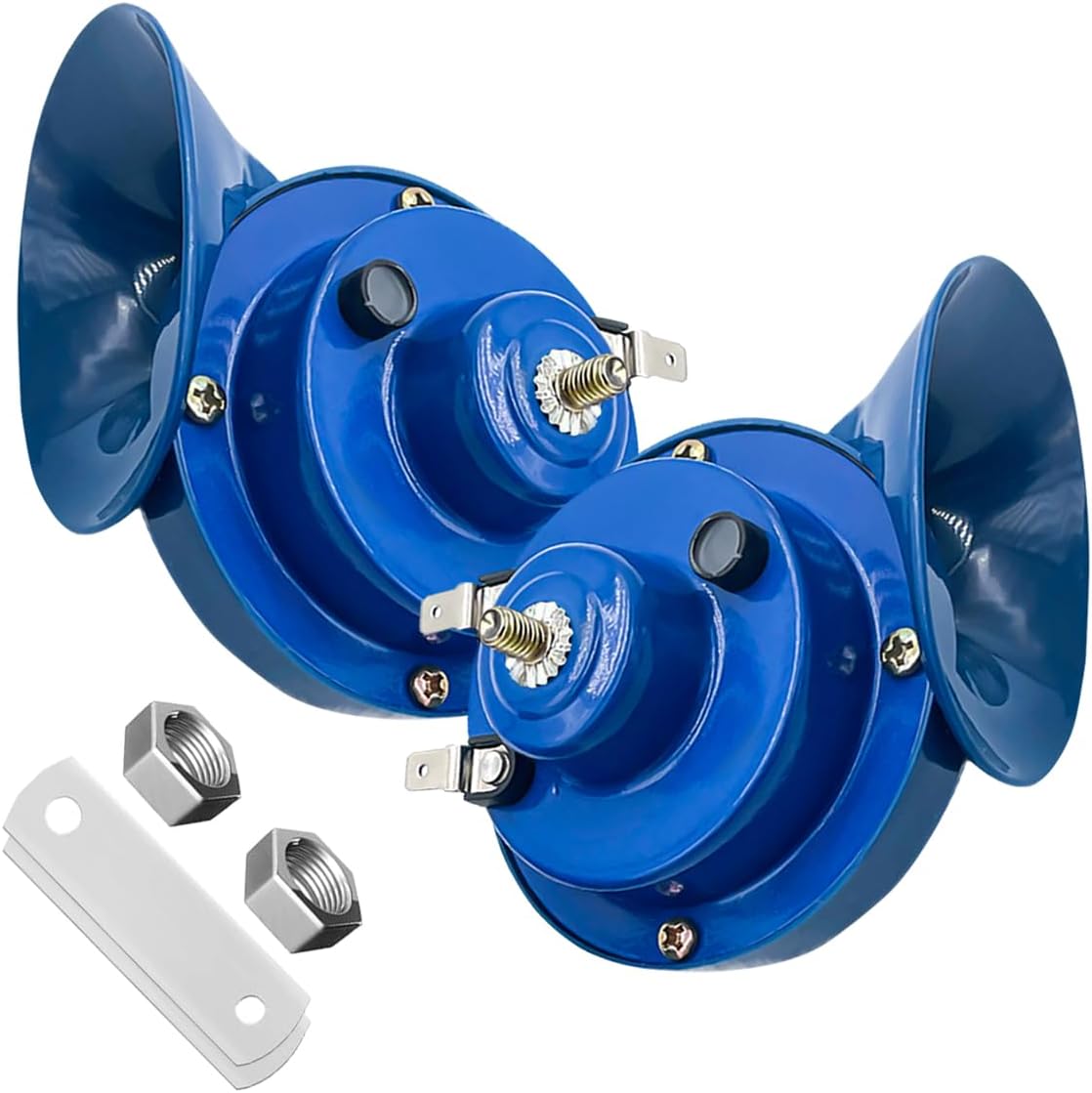Yourkar 2 PCS Loud Car Horn, 12V Waterproof Snail Electric Horn, 300DB High Tone Horns Replaces for Cars, SUVs, Trucks, Motorcycles, Electric Cars, Universal Car Accessories (Blue)