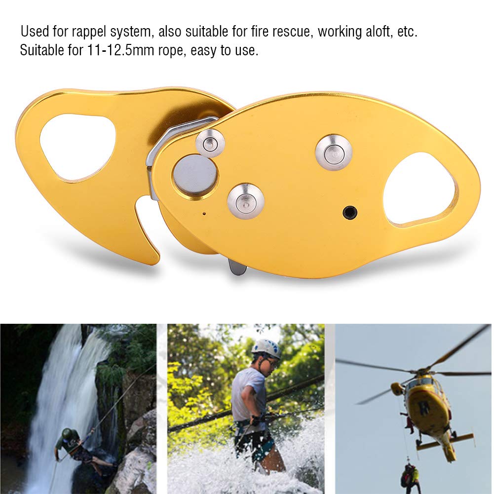 Leapiture Self Braking Stop Descender Climbing Descending Device Lightweight Mountaineering Gear for 11?12.5mm Rope Clamp Grab Rescue Rappel Ring Climbing Gear
