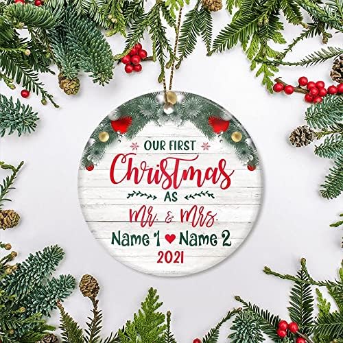 Sdt For Christmas 2022 Amazon.com: Teesnow Personalized Our First Christmas Mr Mrs Ornament  Wedding Anniversary Engagement Party Crafts Tree Gifts For Couple Newly  Married Customized Christmas Tree Ornament Circle : Home & Kitchen