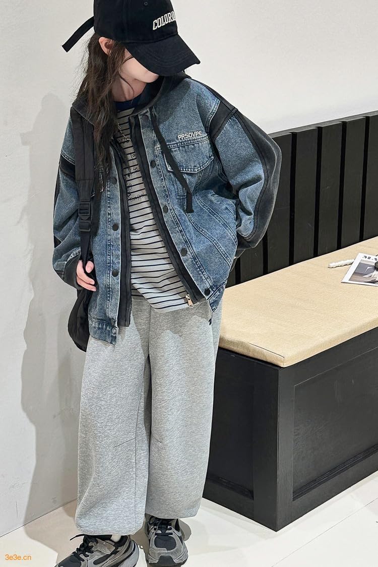 [KOSIKINI] キッズ デニム パーカー 女の子 ジャケット 春 秋 コート ガールズ アウター 子供 フード付きトレーナー