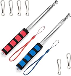 2Pcs 6.5FT Flag Pole, Anti-Slip Handheld Telescopic Pole with Clips, Portable Stainless Steel Baton for Our Guide Horse Training Festival