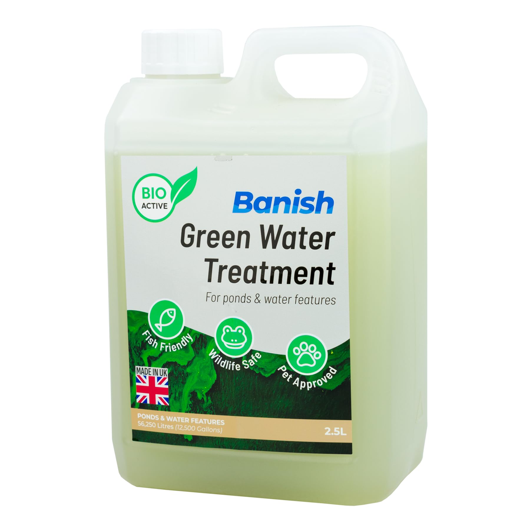 Pisces Banish BioActive 2500ml Green Water Pond Treatment Natural String Algae Remover