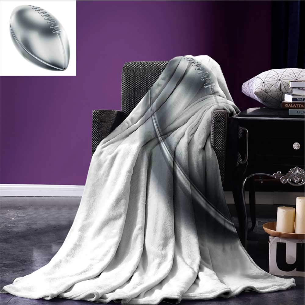 Grey Printing Blanket Realistic American Football in 3D Style Sports Theme Champion Victory Trophy Print Summer Quilt Comforter Gray Pale Grey White_1 Bed or Couch 80"x60"