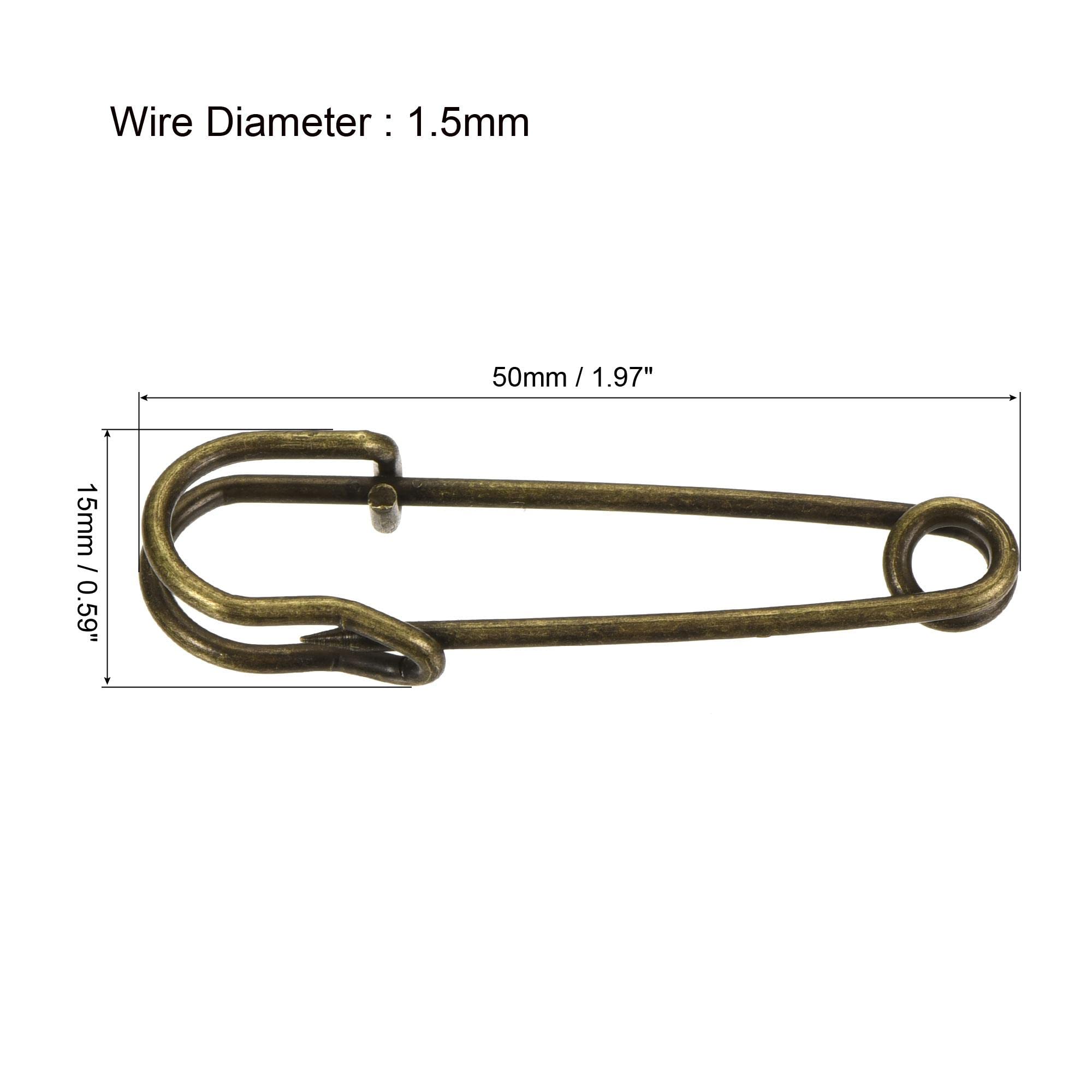 Imperdibles De Seguridad Grandes (50mm) – Pack De 15 Alfileres En Tono Bronce, Fuertes Y Anticorrosión Para Costura, Mantas Y Manualidades