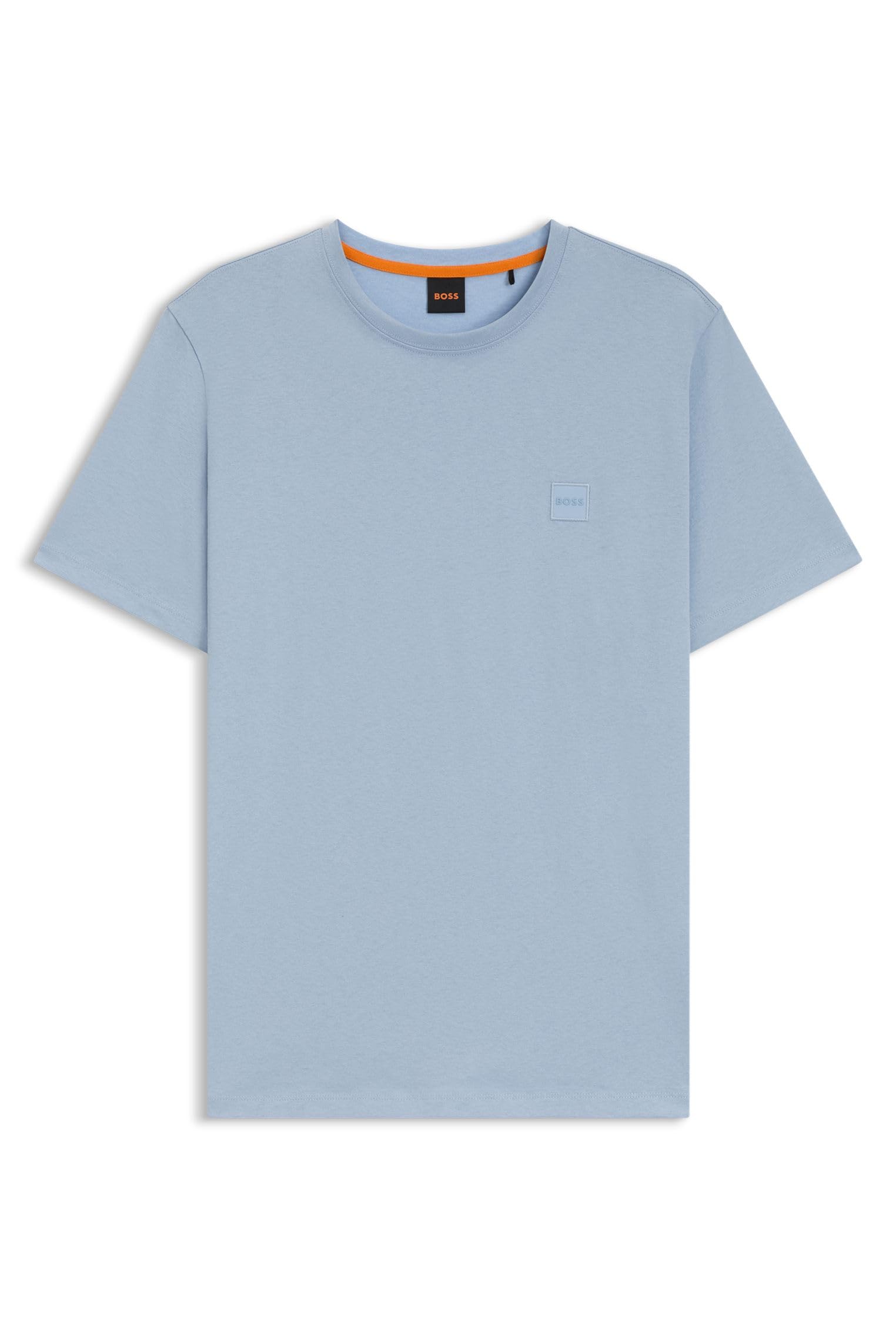 Boss Men's Open Blue470 Tales Logo-Patch T-Shirt In Cotton Jersey