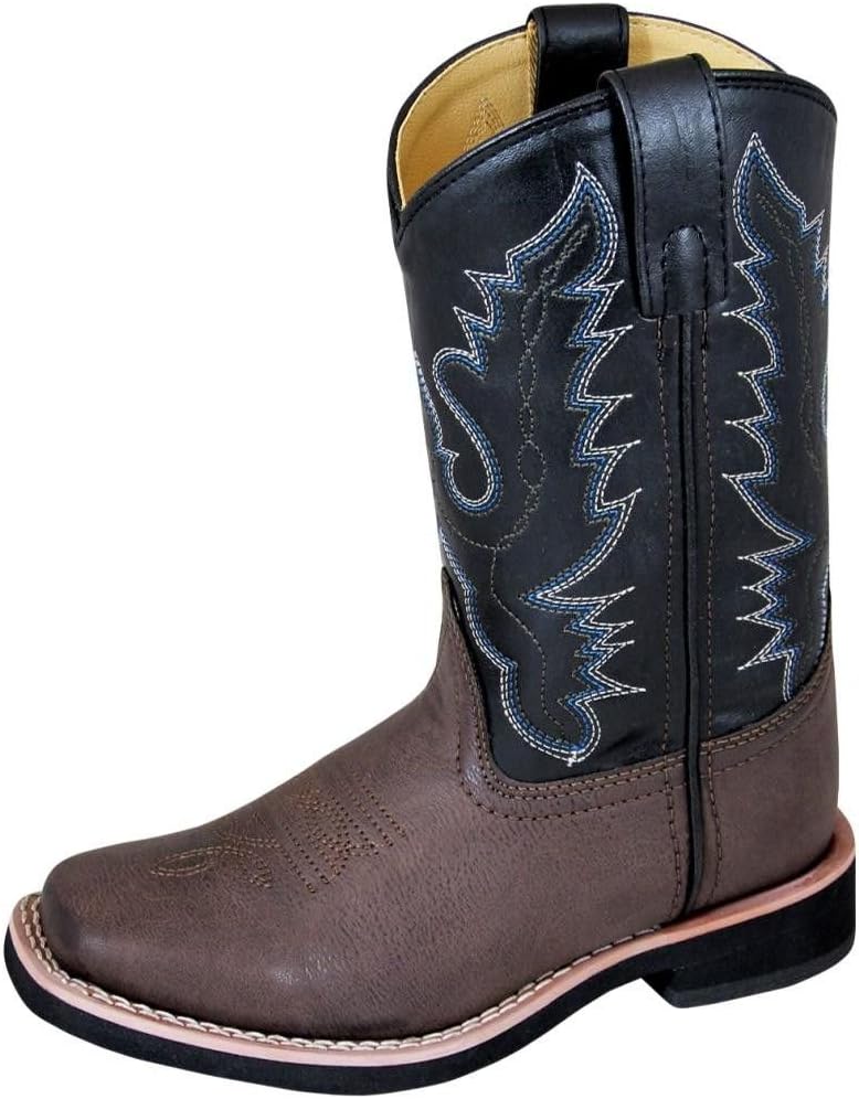 Smoky Mountain Boys Brown/Black Tyler Square Toe Western Cowboy Boots,2.5 M US Little Kid