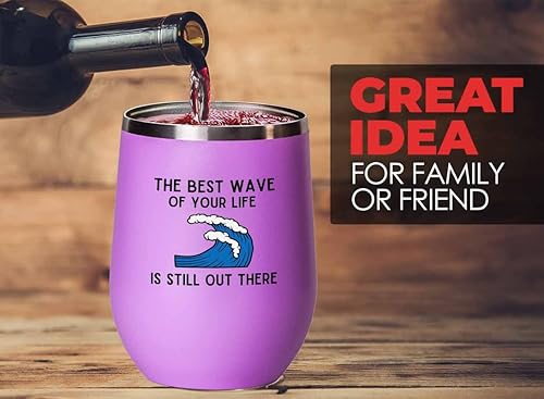 Surfing Pink Edition - Vaso de vino de 12 onzas, The Bezt Wave, regalos para entusiastas del surf, deportes acuáticos, tabla de surf, atletismo,