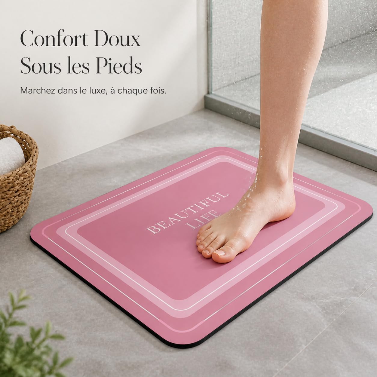Tapis Bain Diatomée Séchage, Marron crème, 80x120cm