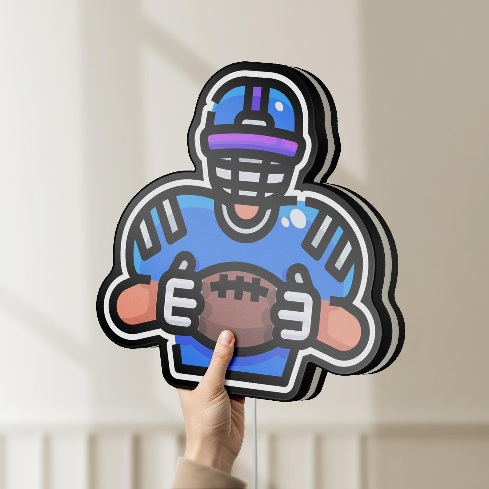 Nowość Light Box 3D dla fanów futbolu amerykańskiego, unikalny wystrój rugby, idealny dla sportowców i oświetlenia pokoju sportowego (szerokość 20 cm, 20 cm)