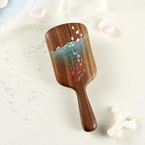 Miniatura 7 de TAN MUJIANG Hair Brush for Curly Hair Natural Wood Carp Jumping