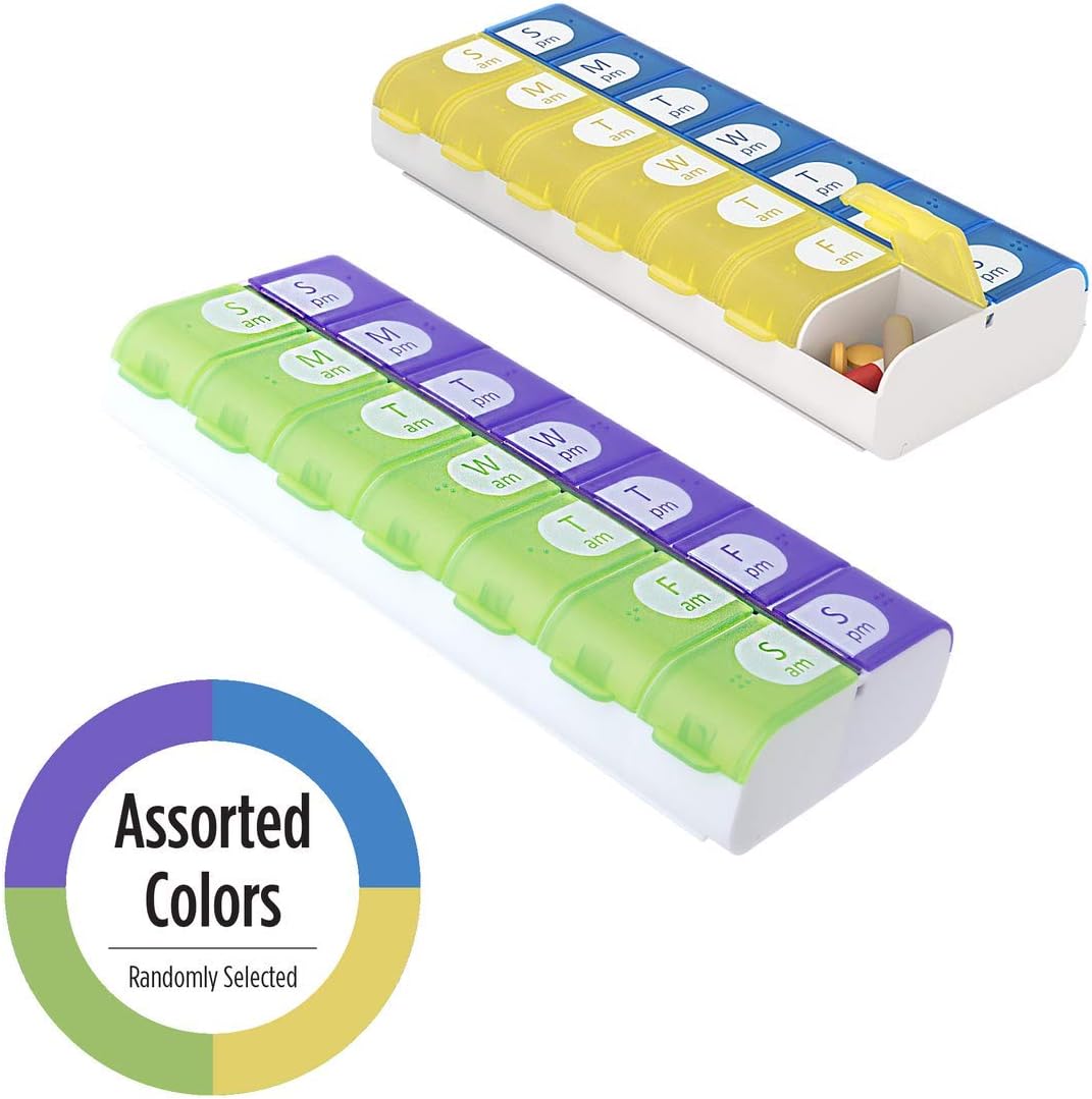 Tор Brаndѕ EZY DOSE Easy Fill (7-Day) Pill, Medicine, Vitamin Organizer Box, Weekly, 2 Times a Day, AM PM, Large Compartments, Colored Lids Bеѕt Sеllеr EZY DOSE Easy Fill (7-Day) Pill, Medicine, Vitamin Organizer Box, Weekly, 2 Times a Day, AM PM, Large Compartments, Colored Lids