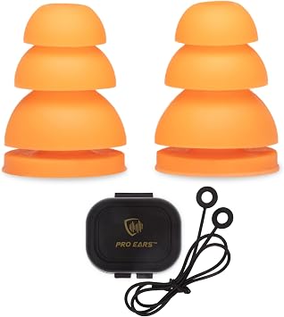 Pro Ears Audiomorphic Earplugs, Shooting Ear Protection, Noise Canceling Earbuds, Hearing Protection, Concert Ear Plugs, Carrying Case Included, Orange Large