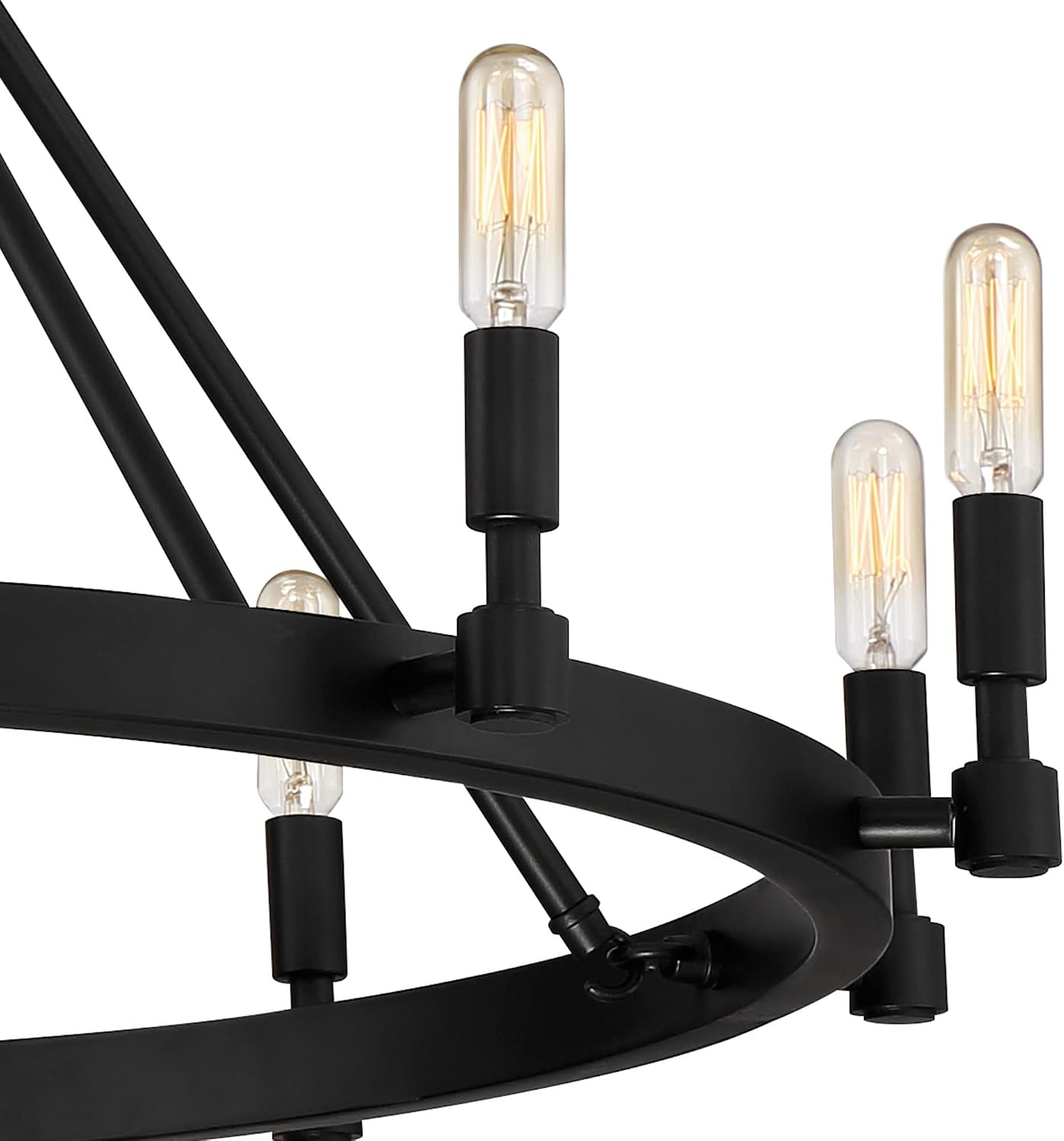 DESIGNERS FOUNTAIN Fiora 10 Light Chandelier, 31 Inch Ceiling Fixture for Kitchen, Dining Room, Bedroom, and Living Room, Black, 92589-BK