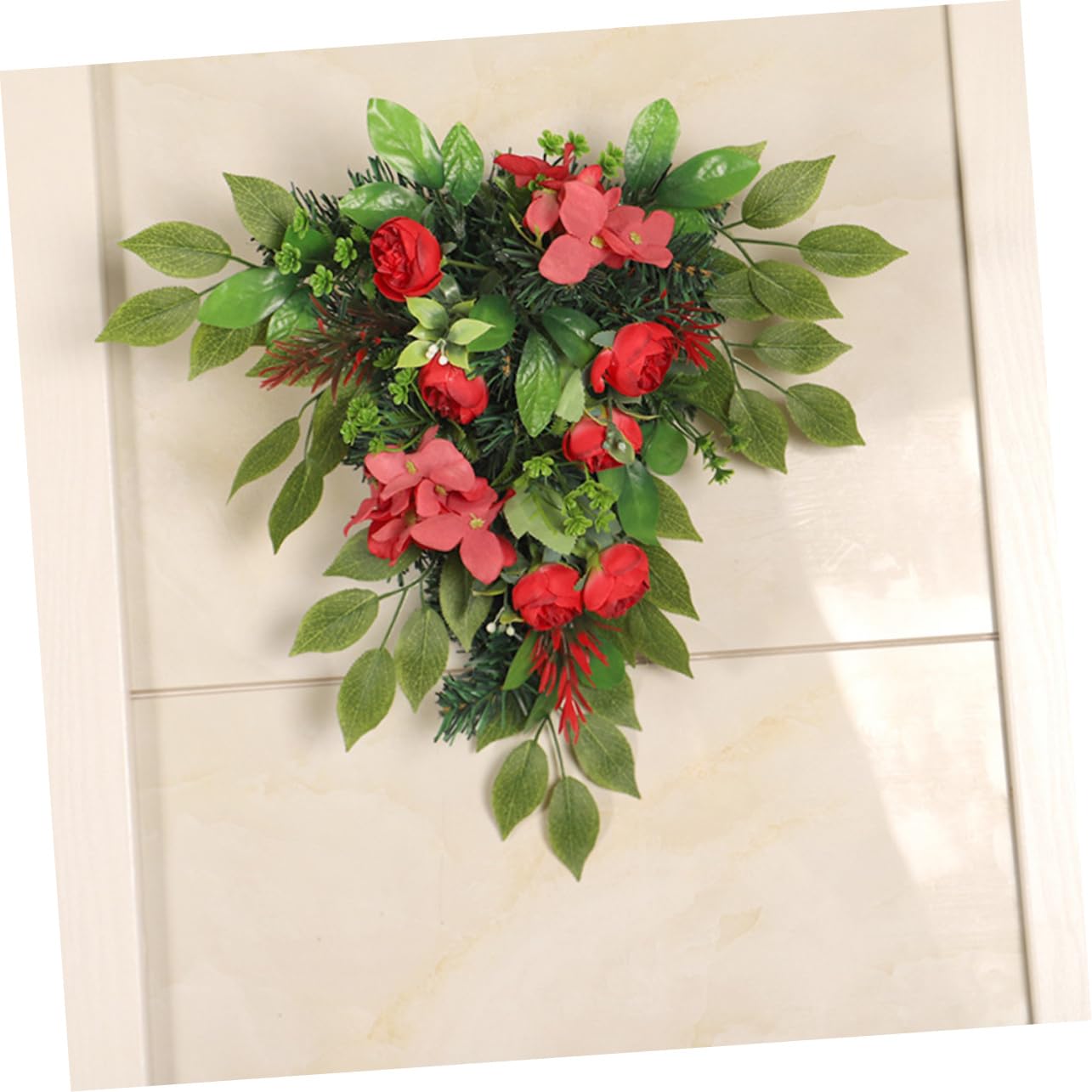 Alipis Guirnalda Floral Simulada Roja de Hortensia para Pared y Puerta