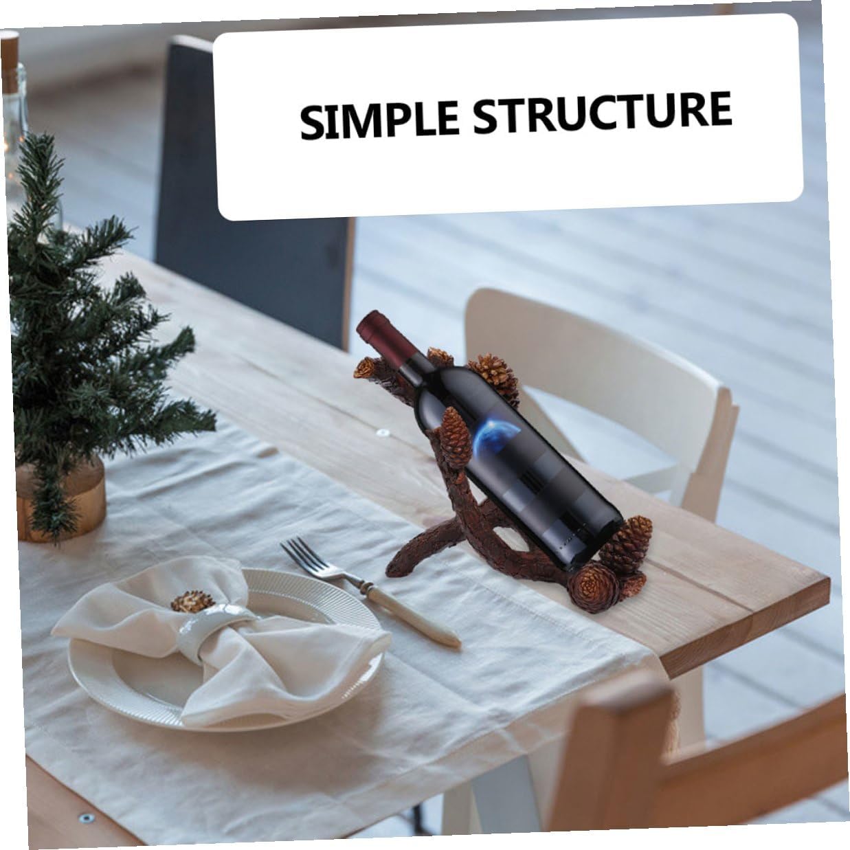 Luxshiny Creative Pine Bough Resin Wine Bottle Rack Single Bottle Tabletop Holder Home Decoration for Living Room Wine Cabinet Display