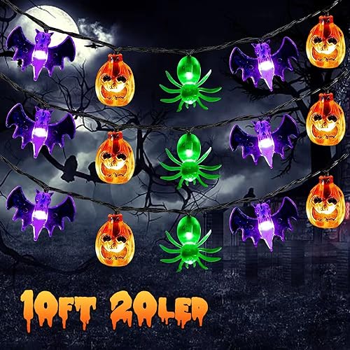 Guirlande lumineuse Halloween LED intérieur chauve-souris fantôme araignée citrouille