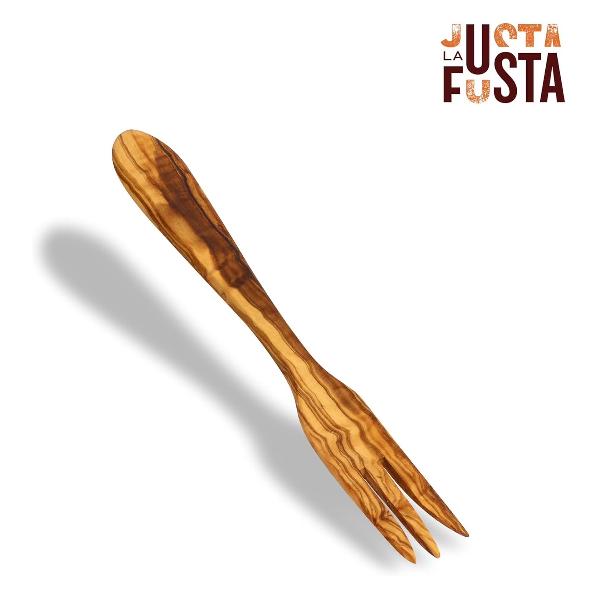 Tenedor De Madera De Olivo Para Cocinar, 30 Cm | Utensilios De Cocina Artesanales Resistentes, Hechos en España | Largos