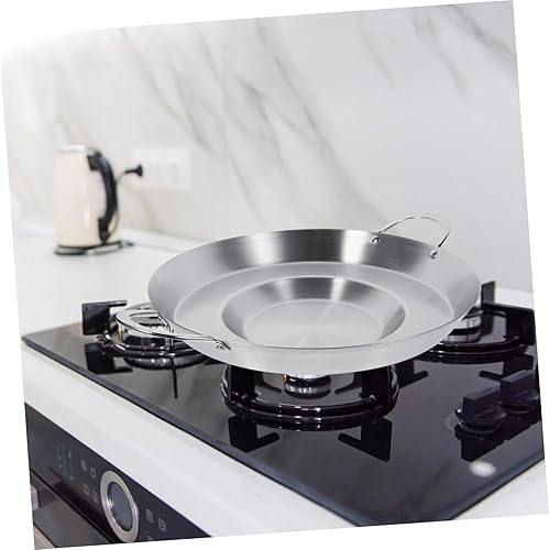 Miniatura 7 de BESTonZON Sartén de hierro fundido para paellas, sartén wok de doble asa, sartén de acero inoxidable, sartén de cocina para cocinar todos los días,