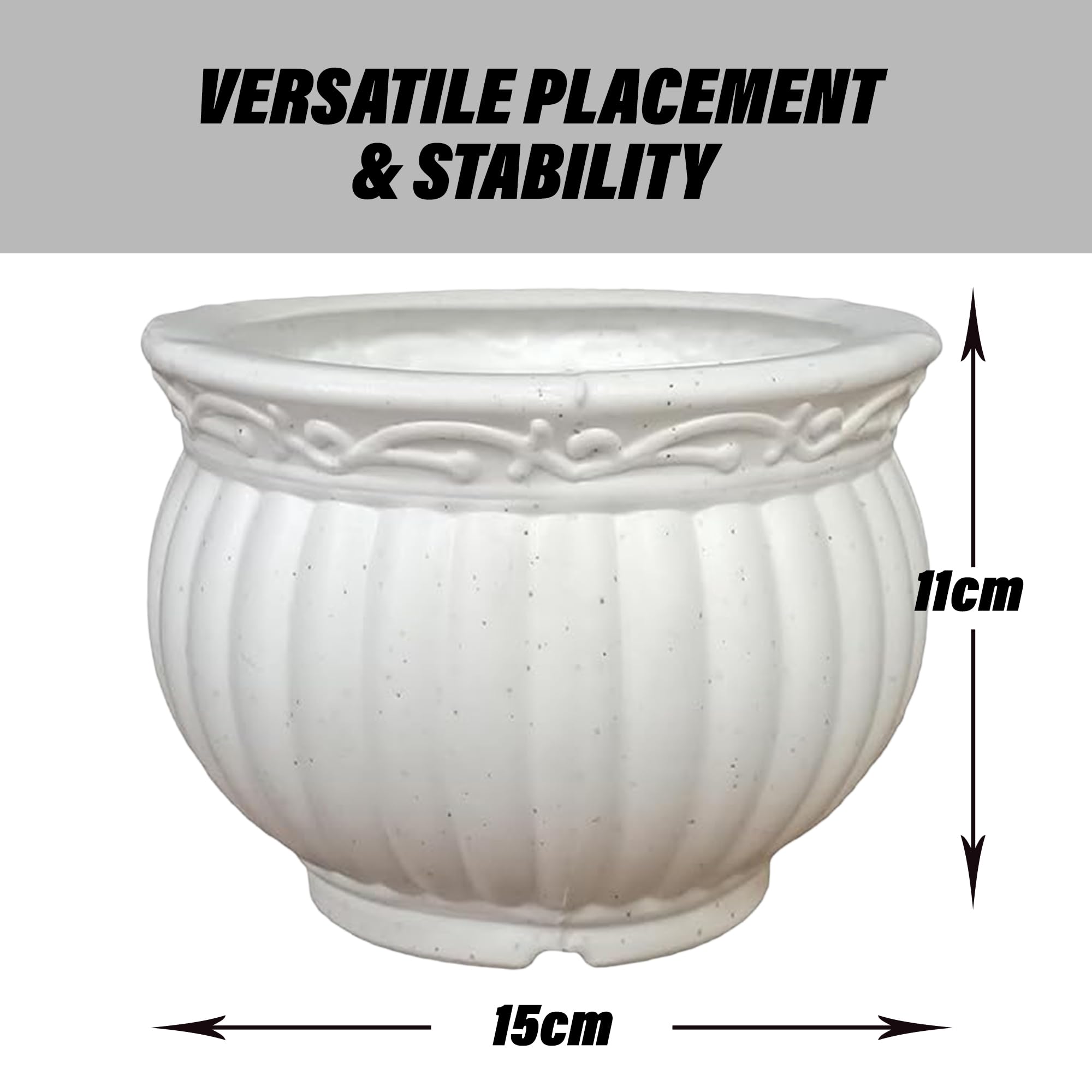 Heart Home Kanha Matki Flower Pot - White -3