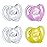 Tommee Tippee Ultra-Light Silicone Pacifier, 6-18 Months, Symmetrical One-Piece Design, BPA-Free Silicone Binkies, Clear/Pink/Yellow, Pack of 4