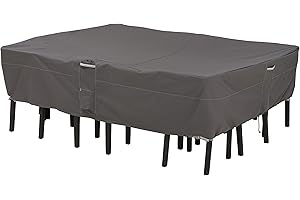 Classic Accessories Ravenna Water-Resistant Outdoor Table Cover for Rectangle/Oval Patio Table & Chairs