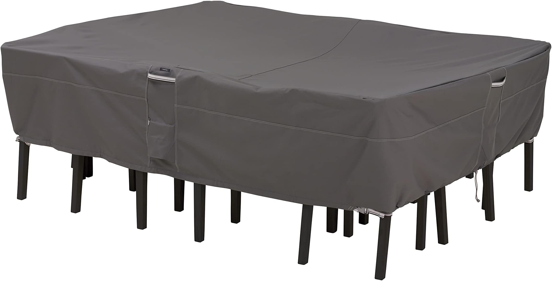 Ravenna Water-Resistant 88 Inch Rectangular/Oval Patio Table & Chair Set Cover, Medium, Taupe, Brown, Outdoor Table Cover
