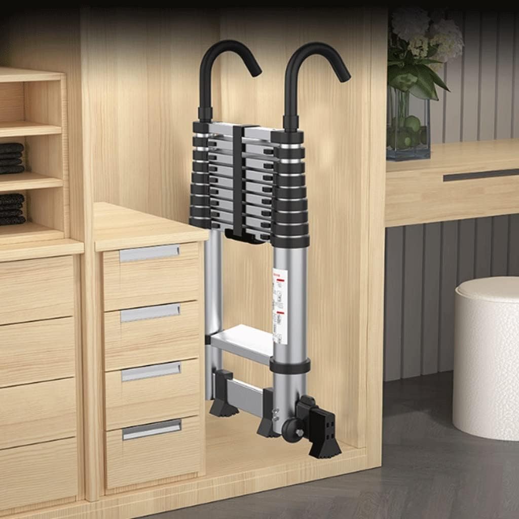 TADIBU 23 Ft Foldingcopiladder Button Retraction Aluminumextension Extendable Ladder with Hook/a/8Ft