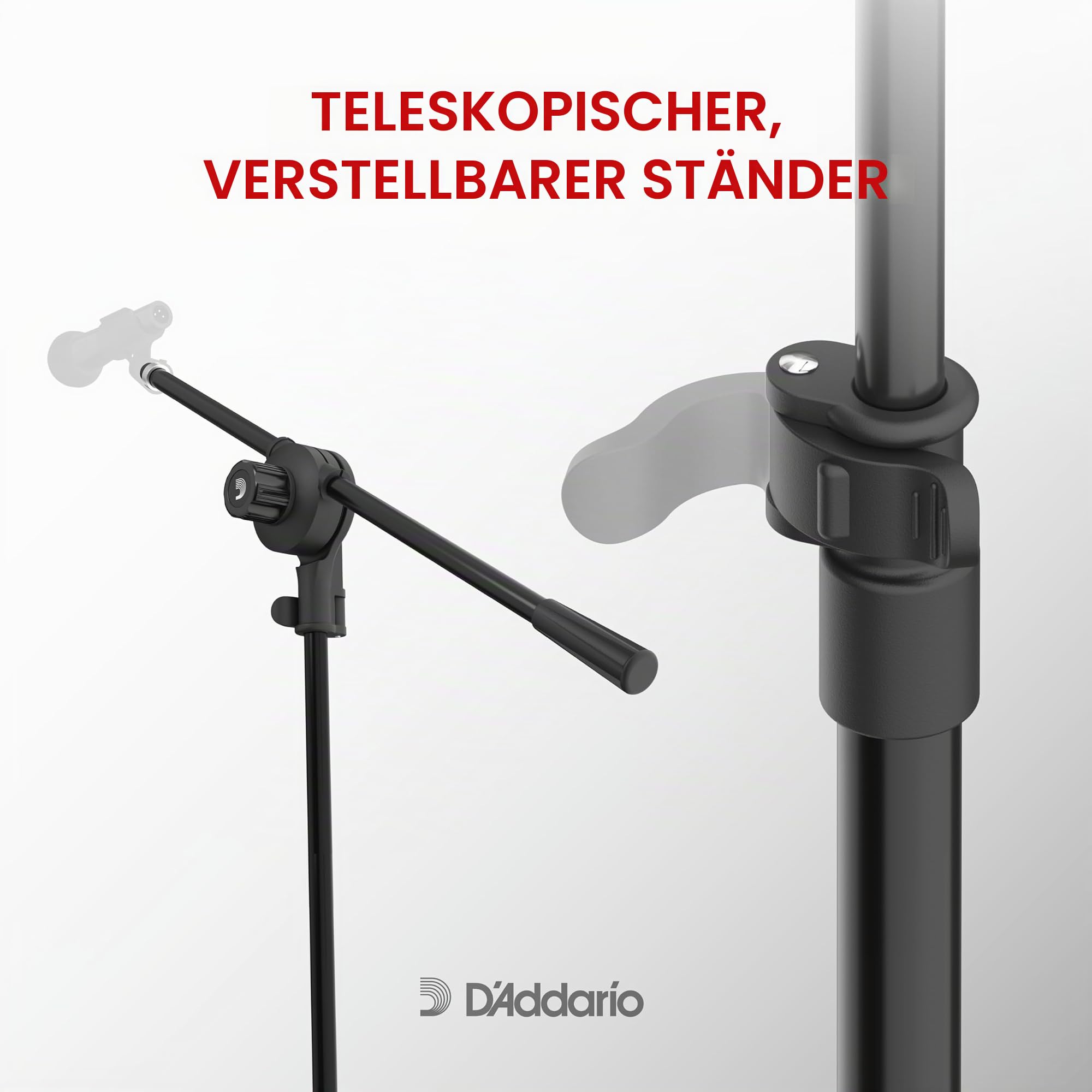 D'Addario XPND Pedalboard Mikrofonständer – Zubehör für Gitarren-Pedalboards – Geeignet für XPND 2 und die meisten zweireihigen Pedalboards mit Schienensystem