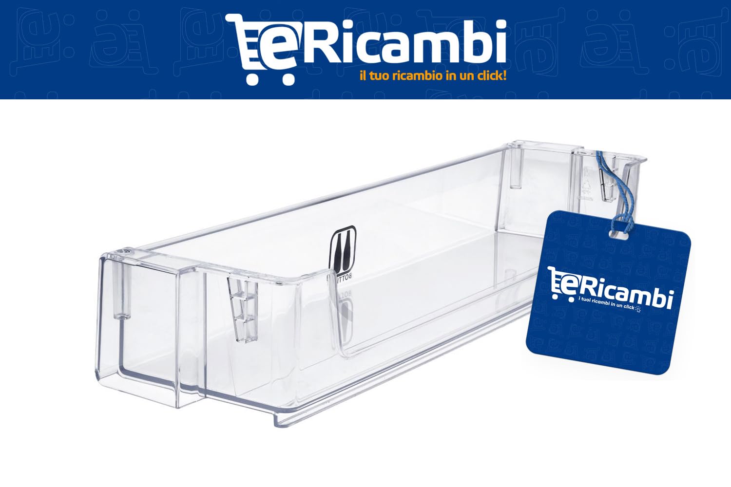 eRicambi®, Balconcino Mensola Portabottiglie per Frigorifero, Compatibile con Whirlpool Bauknecht Hotpoint Ariston, Dimensioni: 432x101x66 (mm) per Modelli: ARGR ART ARZ ARG