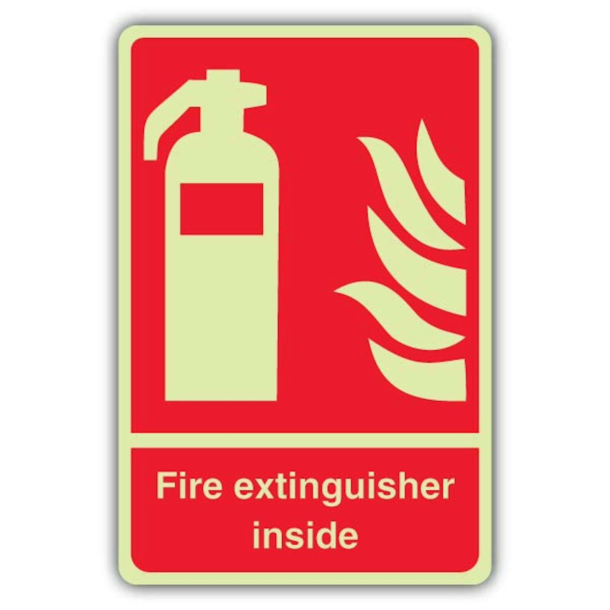 V Safety Glow In The Dark Fire Extinguisher Inside Sign - 300 x 450 mm - Made From Triple Glow Rigid Plastic - Fire Safety Signage - Made in Britain