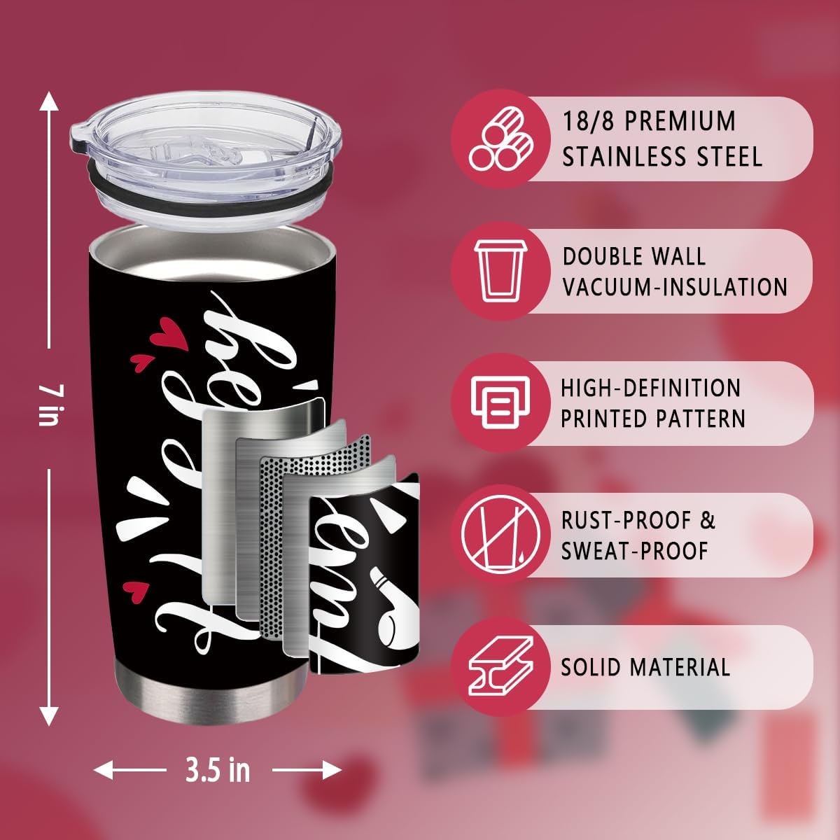 Gifts for Husband from Wife, 20oz Husband Tumbler, Husbands Gifts for Birthday Wedding Anniversary Thanksgiving Christmas, Romantic Gift for Him, Hubby Tumbler with Straw, 1 PCS - Image 4