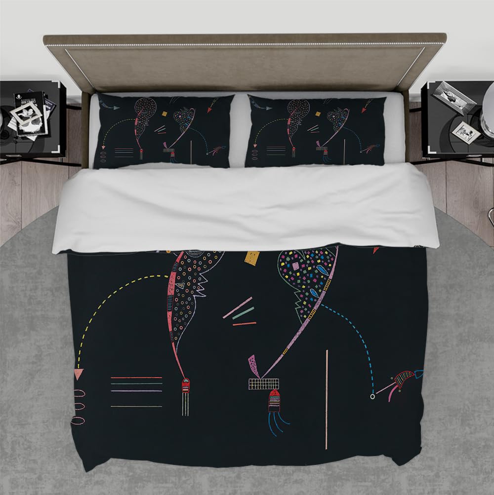 Housse de couette noire art abstrait pour une chambre moderne et design