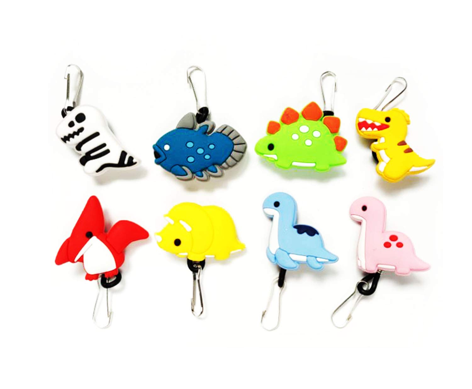 AVIRGO Party Favors Zipper Pulls and Tags Set of 8 Pcs for Backpacks, Jackets, Luggage, Purses, Handbags - Cute Dinosaurs