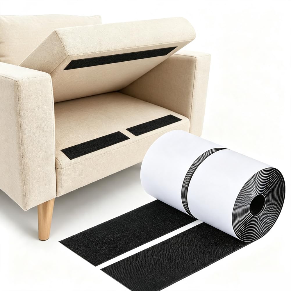 Hook and Loop Tape Heavy Duty,Multi-Purpose Nylon Self-Adhesive Mounting Strips for Fixing&Hanging,Home School Office Use (Black,4cm x 3m)