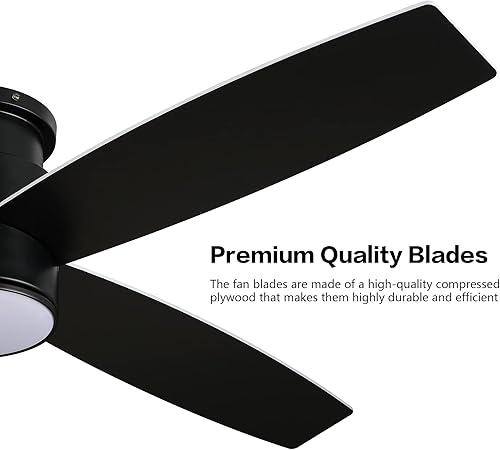 Miniatura 7 de WINGBO Ventilador de techo CC de montaje empotrado de 44 pulgadas con luces y control remoto, 4 aspas reversibles, motor de CC ultra silencioso de 6