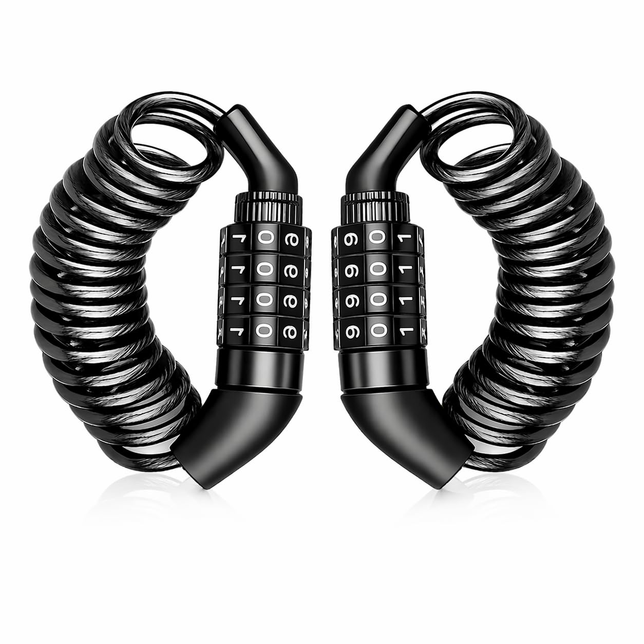 Photo 1 of 2Pcs Motorcycle/Bike Cable Helmet Combination Lock,4.6 ft Long Steel Cable Retractable,Locking for Travel Luggage, Suitcase, Bag, Snowboard,Stroller, Motorcycle Helmet Anti Theft?2 Pack?