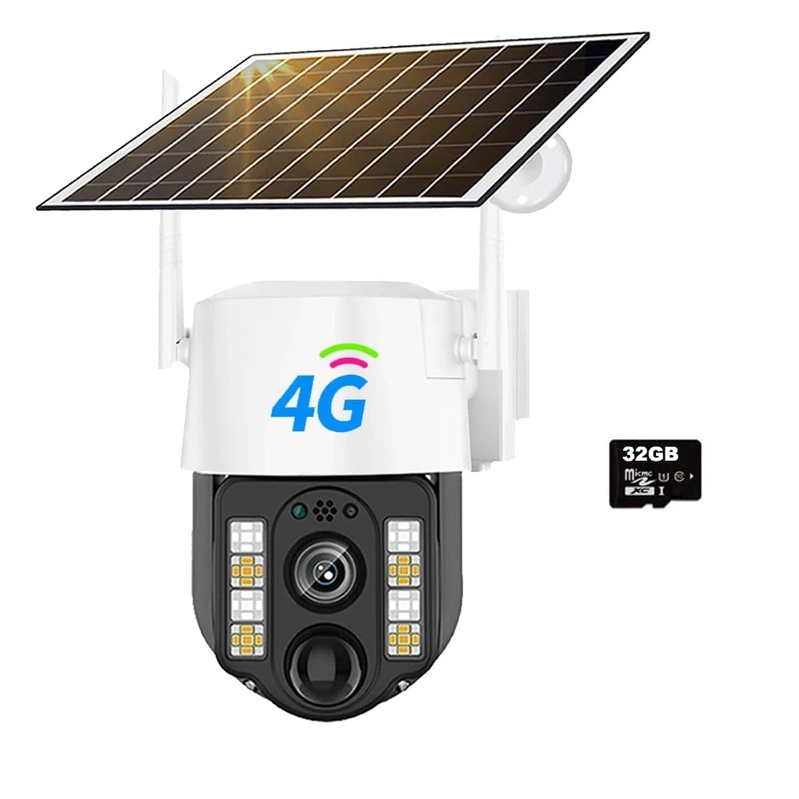 JVDDI 4G/WiFi Solar Camera Outdoor Waterproof IP Camara PIR Human Detection CCTV Security Protection Built In Battery With Solar Panel(4G Camera 32G Card)