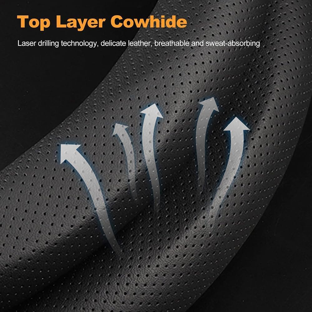 ZHAOXDONN Couvre Volant Voiture Pour Seat Ibiza (2009-2012 2013 2014 2015 2016 2017 2018 2019 2020 2021 2022 2023 2024), Protege Volant Voiture Antidérapant Respirant Durable Accessoire De Voiture