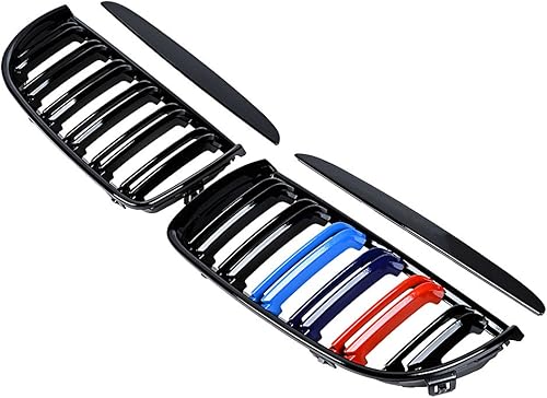 Miniatura 9 de Par de rejillas de riñón delanteras negras brillantes, radiador de color M compatible con BMW E90 E91 323i 325i 328i 335i 328i 335i Pre-LCI 2005-2008