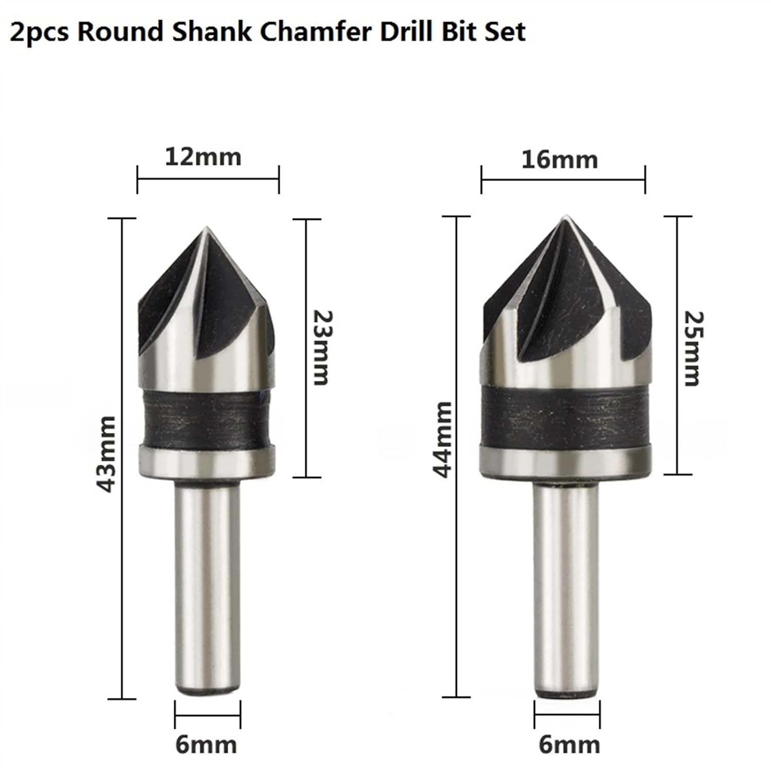 Degrees Chamfer Drill Bit Set 12/16/19mm 5 Flute Wood Working Drill Bit Countersink Drill Bit 1Set (Color : 2pcs Set)