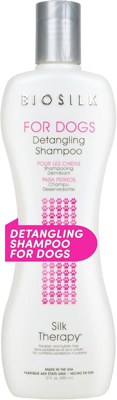 Shampoo Desembaraçante para Cães BioSilk Silk Therapy com Proteínas de Seda e Óleo de Coco, 355 mL