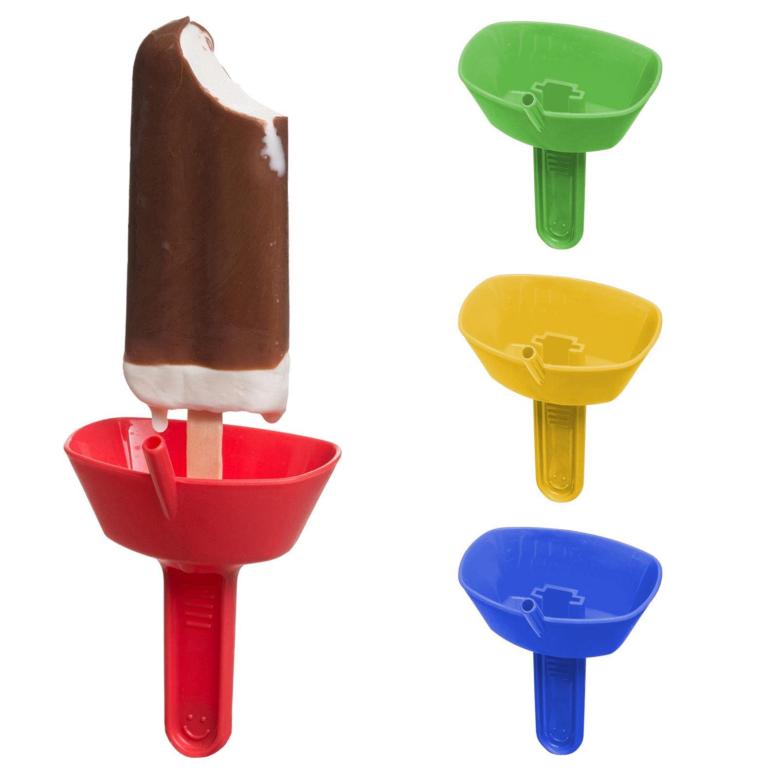 Drip- ice lolly holder, 4 pieces, drip- popsicle holder, drip popsicle holder, ice lolly holder against dirty hands with straw for kids, baby clothes, no mess