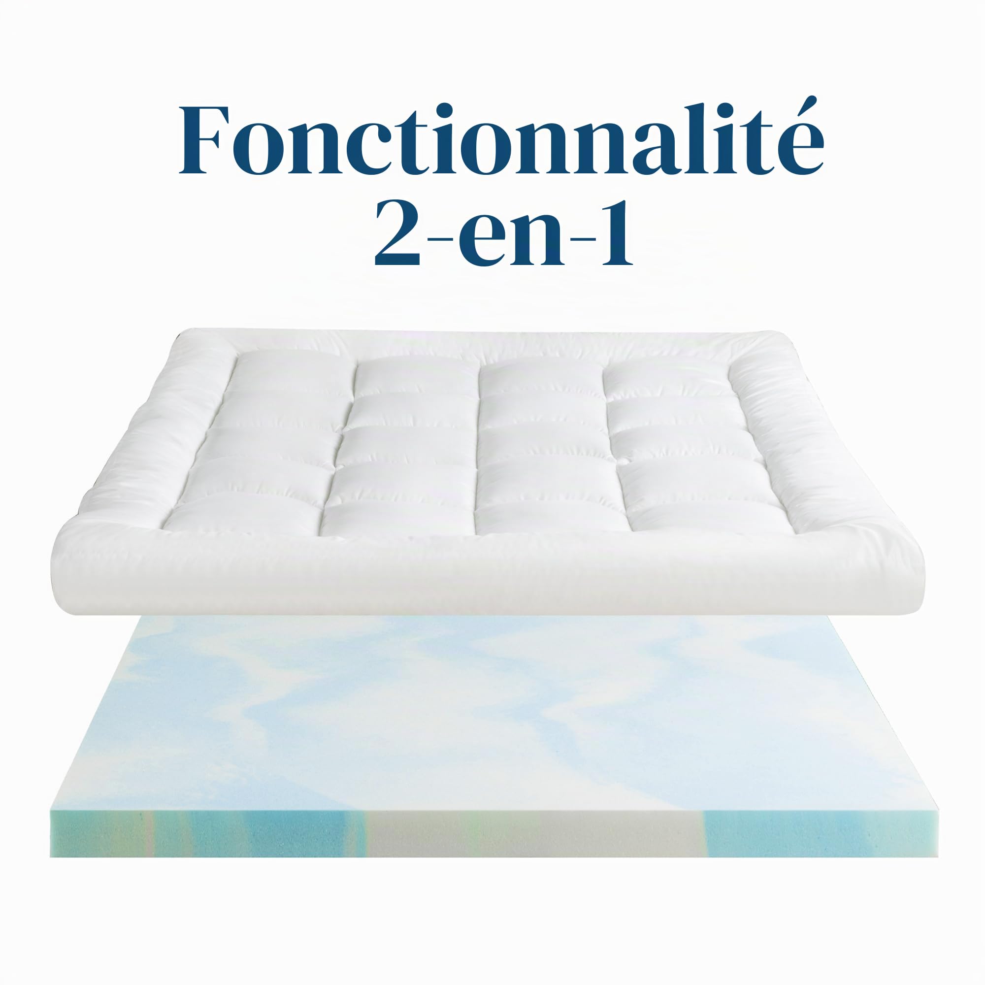 Zinus Surmatelas en Mousse viscoélastique - 140 x 200 cm - Épaisseur 10 cm - Design à cellules Ouvertes - Certifié Oeko-Tex - Respirant et orthopédique - Confort Ergonomique - Résistance Moyenne -