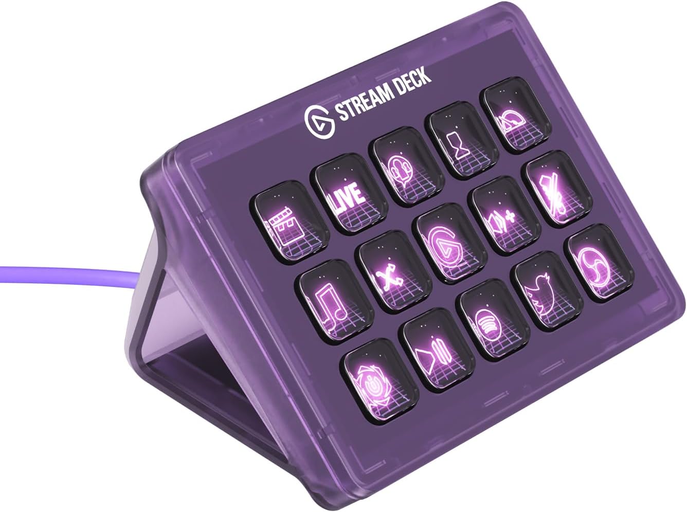 【Amazon.co.jp限定】Elgato Stream Deck MK.2 Atomic Purple Elgato Stream Deck Purple Edition MK.2【15 Key Layout】Controller for Live Content Creation, Streamer Device Compatible with OBS/Twitch/YouTube