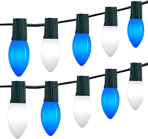 Miniatura 10 de Luces LED vintage C9 de Navidad para exteriores, luces de cadena C9 de 150 pies con 75 bombillas C9 irrompibles, luces comerciales impermeables