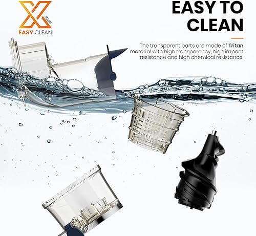 Miniatura 8 de Exprimidor de masticación lenta fácil de limpiar, exprimidor de prensa en frío con filtro de acero inoxidable (FFS6), exprimidor con motor